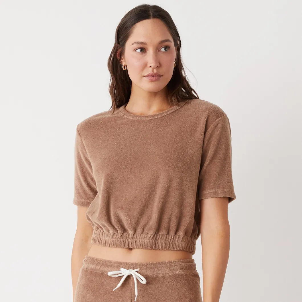 MONROW Terry Cloth Short Sleeve PECAN Outlet