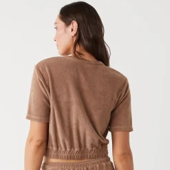 MONROW Terry Cloth Short Sleeve PECAN Outlet