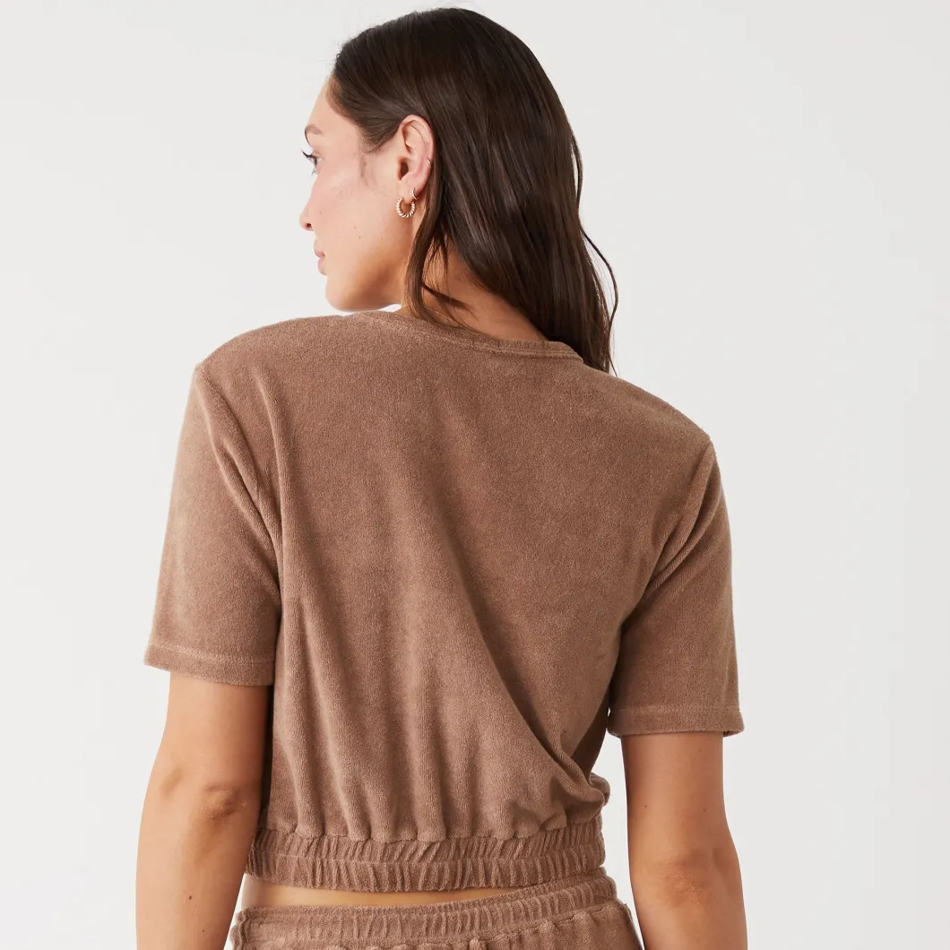 MONROW Terry Cloth Short Sleeve PECAN Outlet