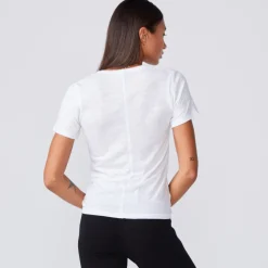 MONROW Textured Tri Blend Fitted V Neck Tee - Color WHITE Hot