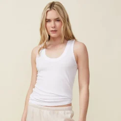 MONROW Textured Tri Blend Narrow Tank - Color WHITE Sale