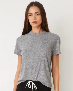 MONROW Textured Tri-Blend Basic Crew Neck Tee GRANITE New