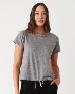 MONROW Textured Tri-Blend Basic Crew Neck Tee GRANITE New