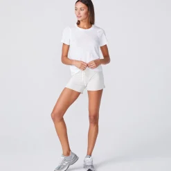 MONROW Textured Tri-Blend Fitted Crew Neck Tee WHITE Hot