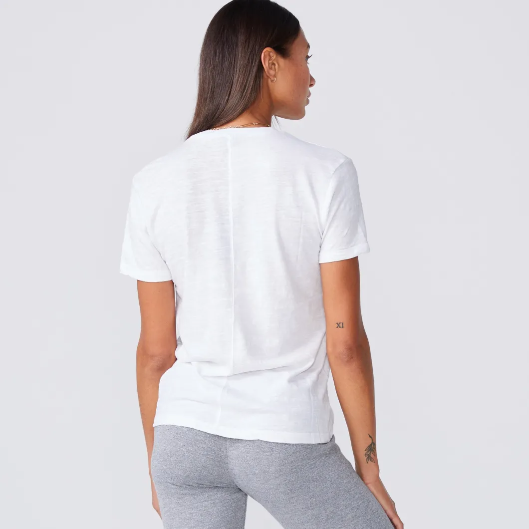 MONROW Textured Tri-blend Relaxed V Neck Tee - Color WHITE Sale