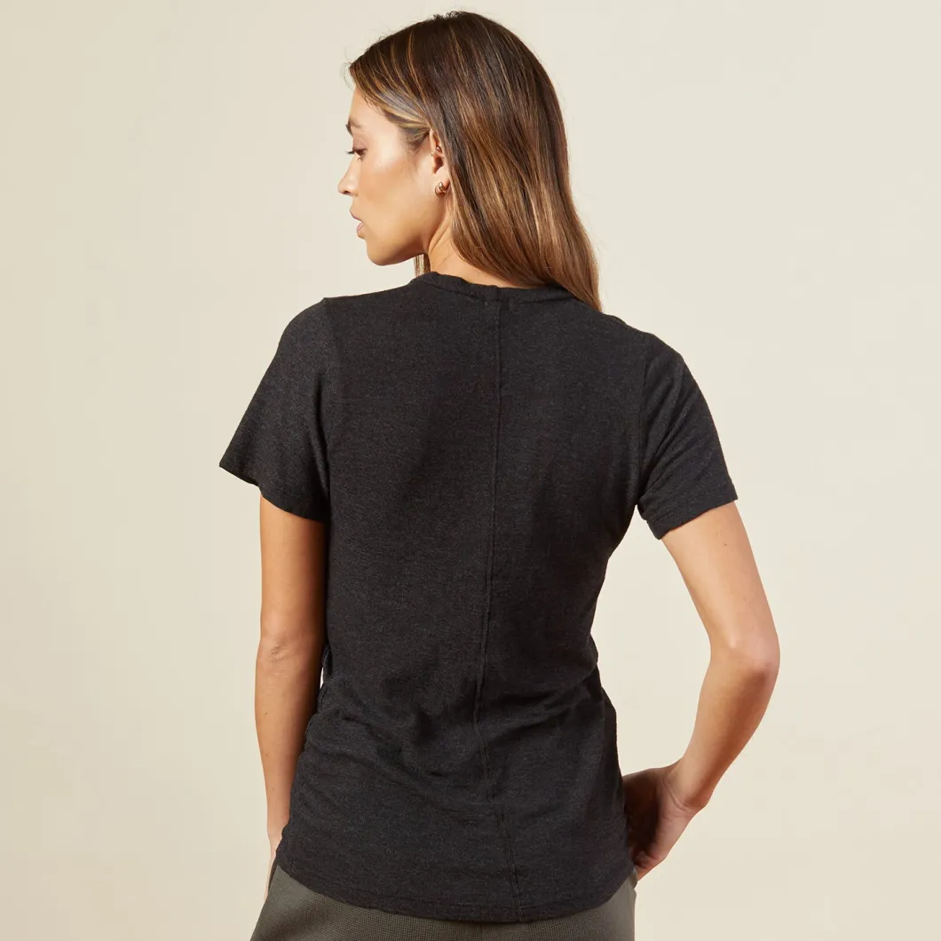 MONROW Texured Tri Blended Fitted V Neck Tee - BLACK Hot