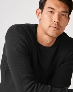 MONROW Thermal Long Sleeve Crew Neck BLACK Flash Sale