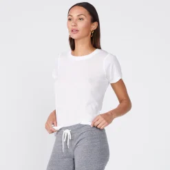 MONROW Tissue Fitted Crew Neck Tee - Color WHITE Best Sale