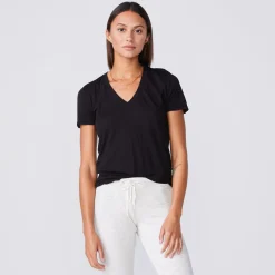 MONROW Tissue V Neck Tee - Color BLACK Store