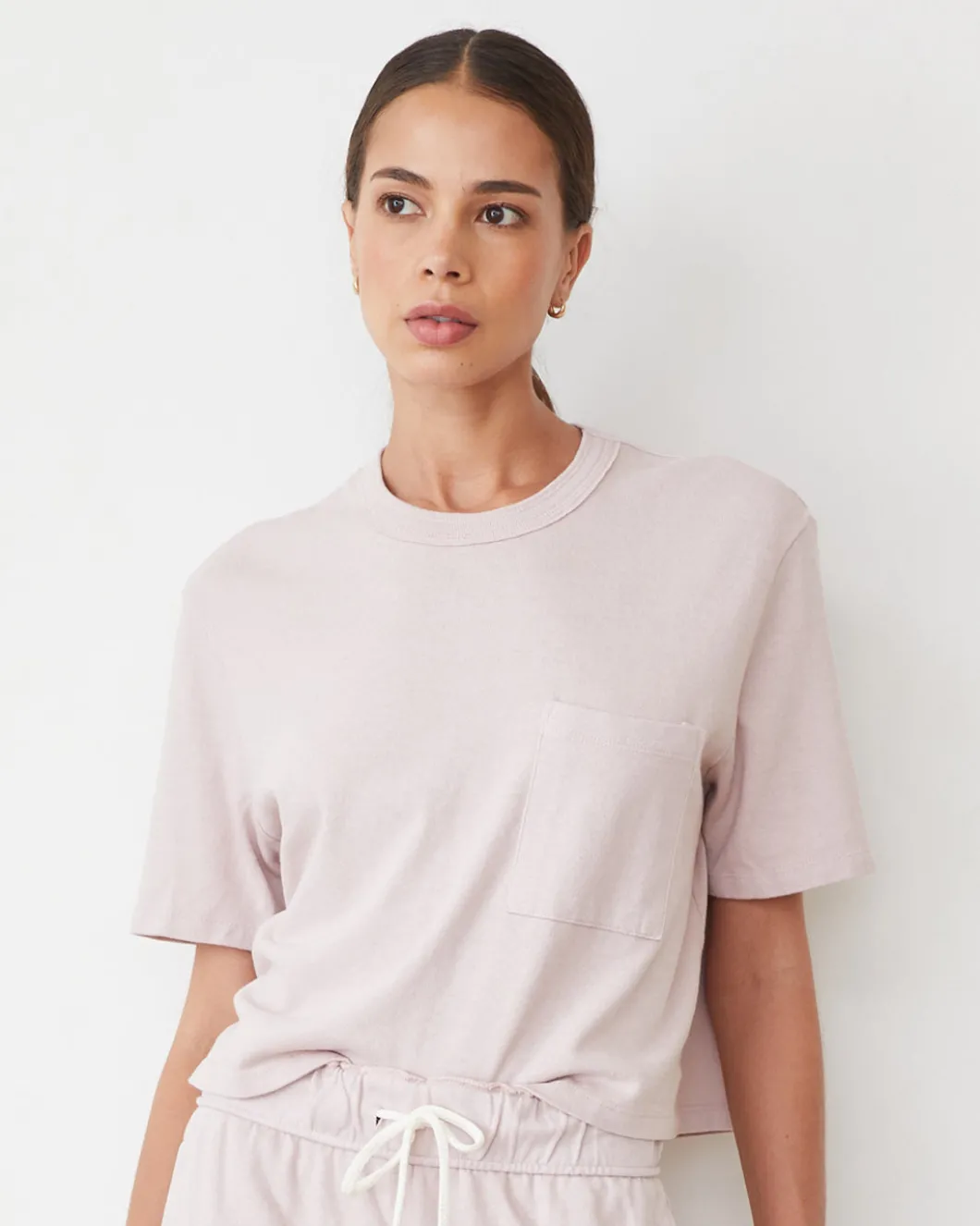 MONROW Vintage Fleece Pocket Crew CHALKPINK Clearance