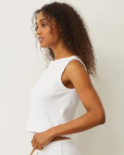 MONROW Waffle Boxy Tank WHITE Outlet