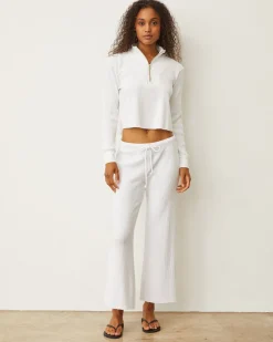MONROW Waffle Crop Lounge Sweat WHITE Shop