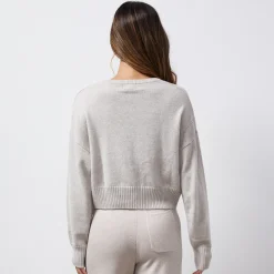 MONROW Wool Cashmere Crew Neck Sweater OATMEAL Sale
