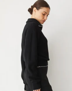MONROW Wool Cashmere Half Zip Sweater BLACK Discount
