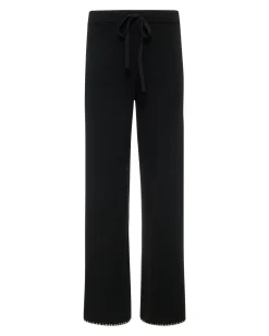 MONROW Wool Cashmere Wide Leg Blanket Stitch Sweat BLACK Cheap