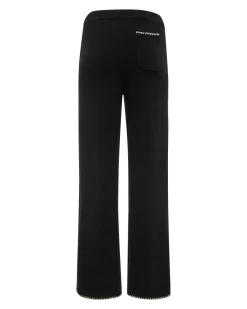 MONROW Wool Cashmere Wide Leg Blanket Stitch Sweat BLACK Cheap